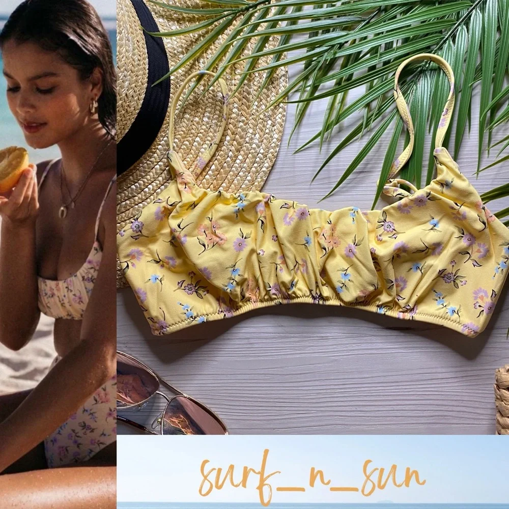 Billabong •• Ditsy Floral Pretty Moon Gathered Bralette Bikini Top - Picture 2 of 16